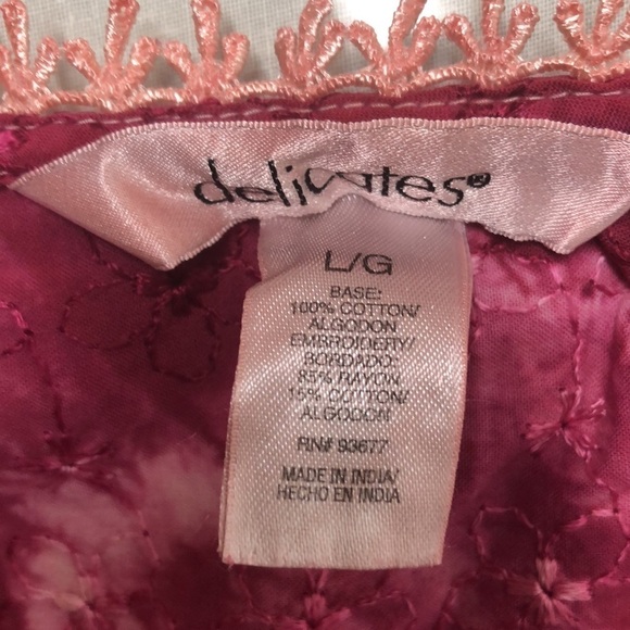 Vintage Embroidered Floral Tie Dye Lace Midi Dress Size Large Pink - Picture 7 of 9